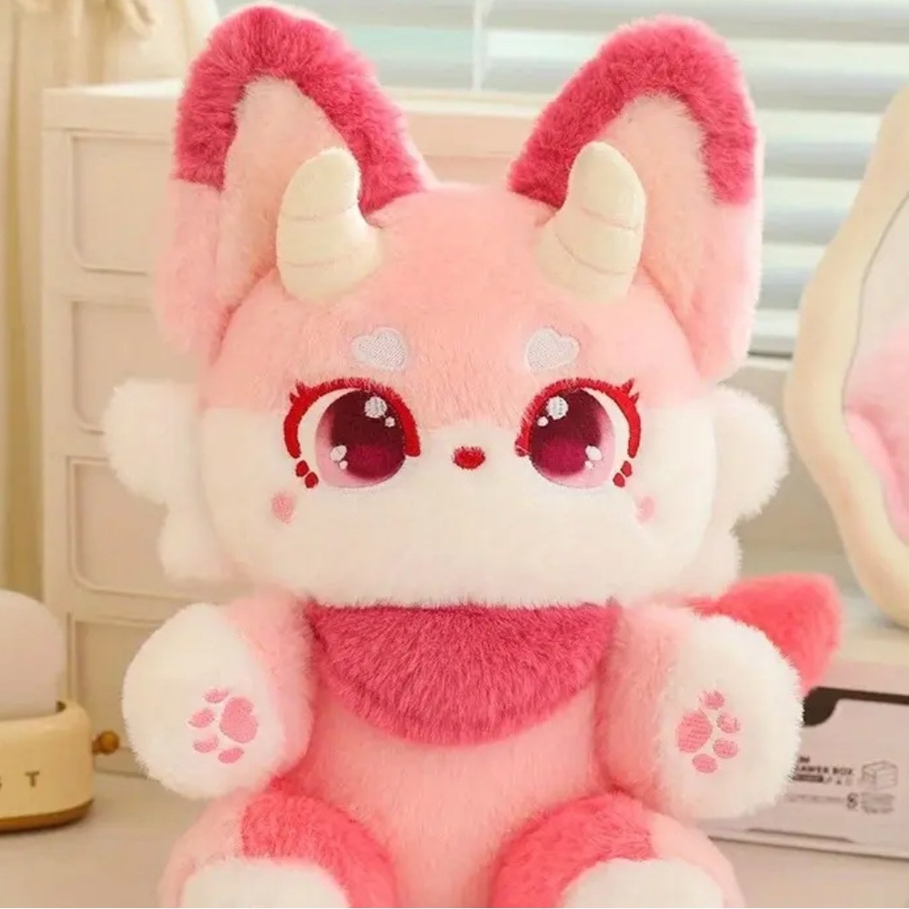 Cute Pink and White Plush Toy